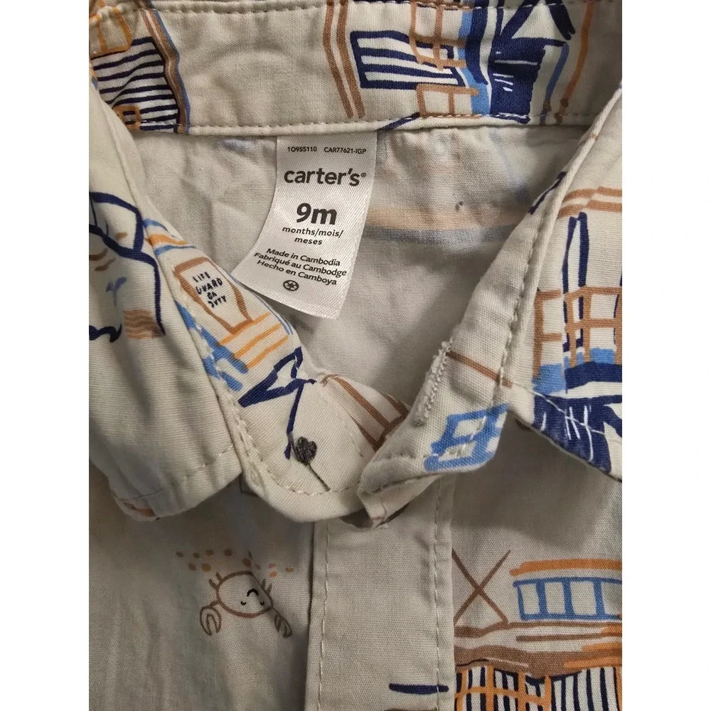 Do Not Buy Sold Out! Lifeguard Stand Crab Print Shirt and Shorts Set Cream